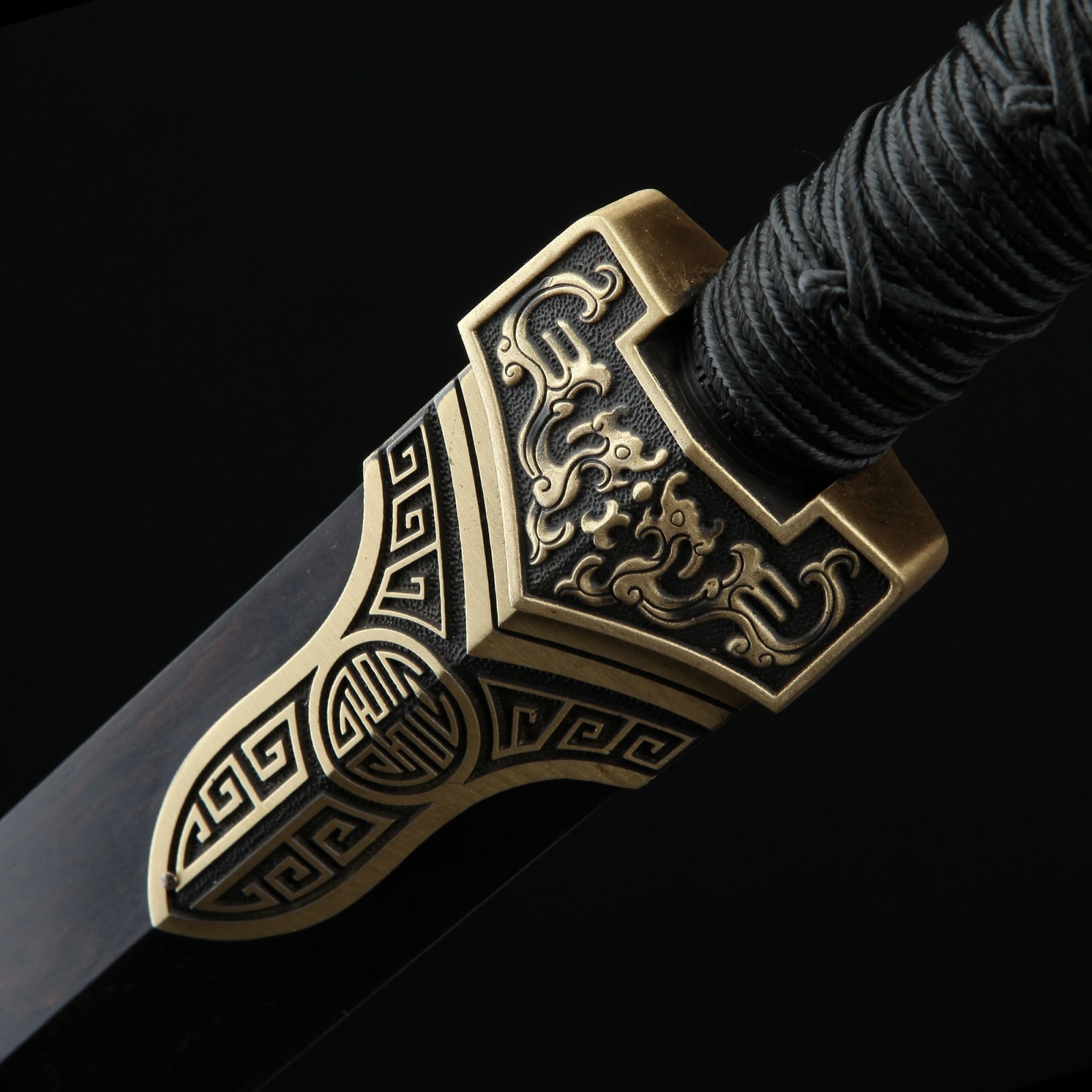 Song Dynasty Sword  Handmade Retro Black Sandalwood Damascus Steel Chinese  Ming Dynasty King Swords - TrueKatana