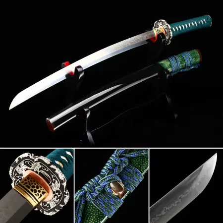 Handmade Japanese Katana Sword T10 Folded Clay Tempered Steel Real Hamon