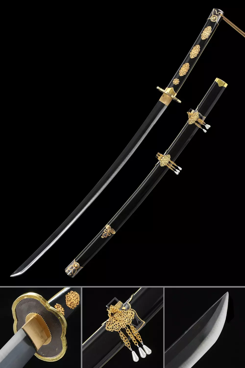 Bleach Sword Sky Lock Moon Props Kurosaki Ichigo Zanpakutou Gold Black Sword  Ninja Katana Samurai Sword Weapon Safety PU Gift To | Lazada PH