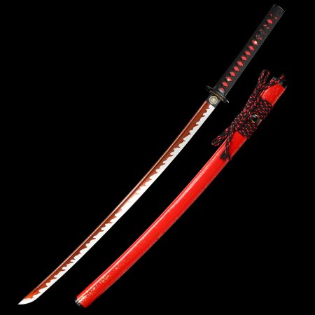 Handmade Full Tang Katana Sword 1095 Carbon Steel With Red Blade