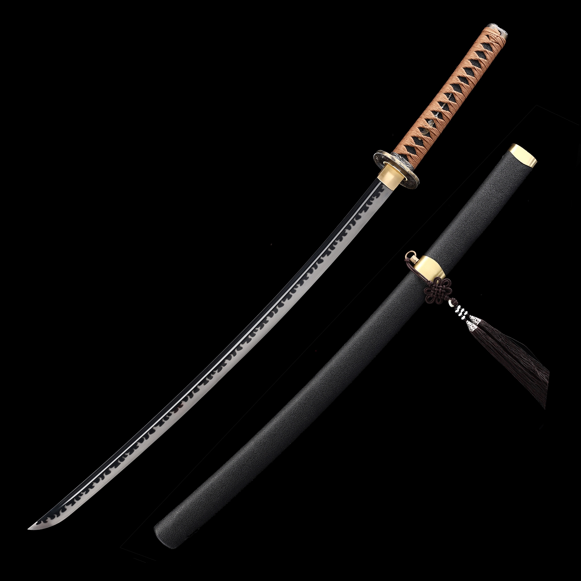 Black Blade Katana | Black Blade Manganese Steel Katana with Crane