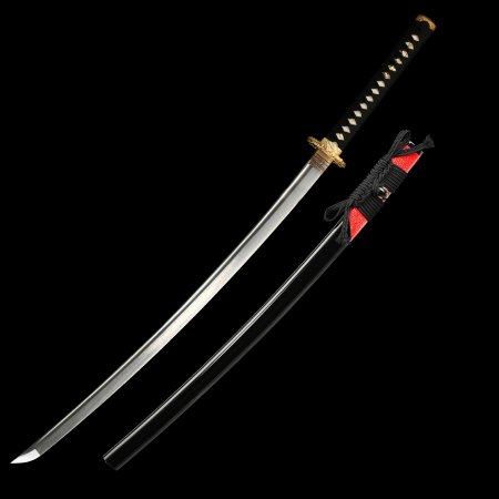 Handmade Full Tang Katana Sword Damascus Steel With Black Scabbard