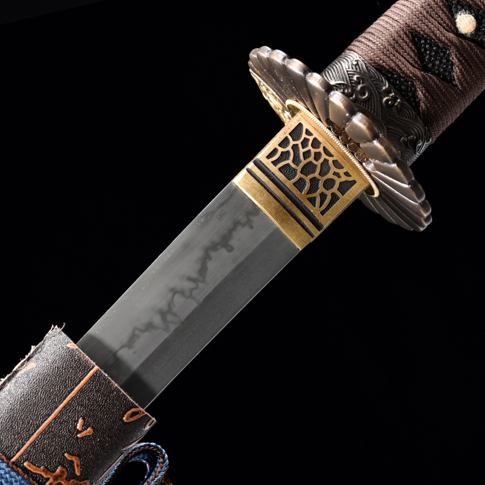 Real Hamon Sunflower Tsuba Katana Samurai Swords With Chinese Character