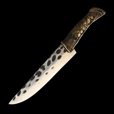 Home Chef's Stainless Steel Knife With Floral Themed Copper Handle