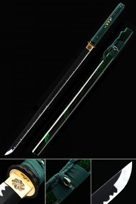 Handmade 1045 Carbon Steel Real Japanese Ninjato Ninja Sword With Green Scabbard