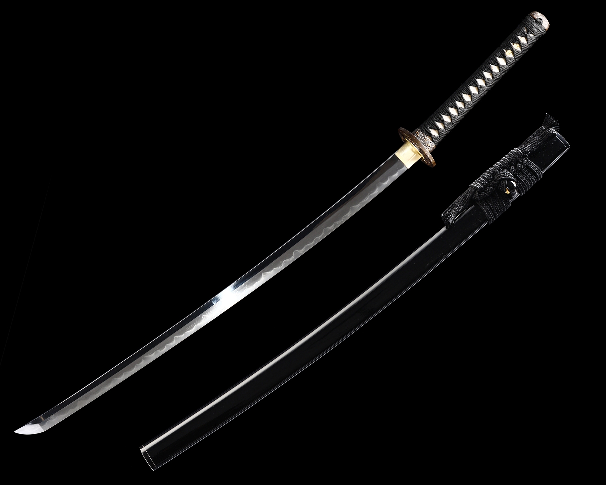 Black Katana  High-performance Real Japanese Katana Sword Damascus Steel -  TrueKatana