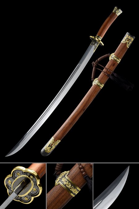 Handmade Chinese Qing Dynasty Sword With Natural Scabbard - Broadsword