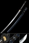 1095 Carbon Steel Full Tang Katana with Blue Speckled Saya and Samurai Tsuba - Collectible Japanese Sword