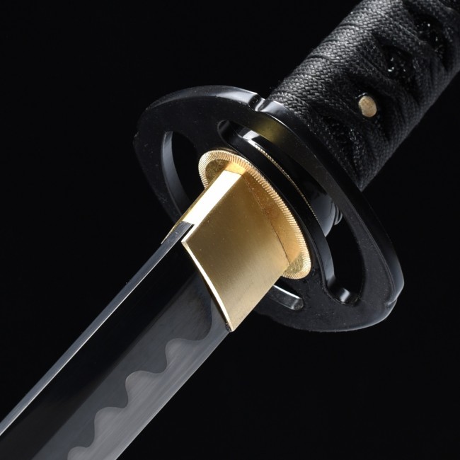 Black Wakizashi  Handmade High Manganese Steel Black Blade