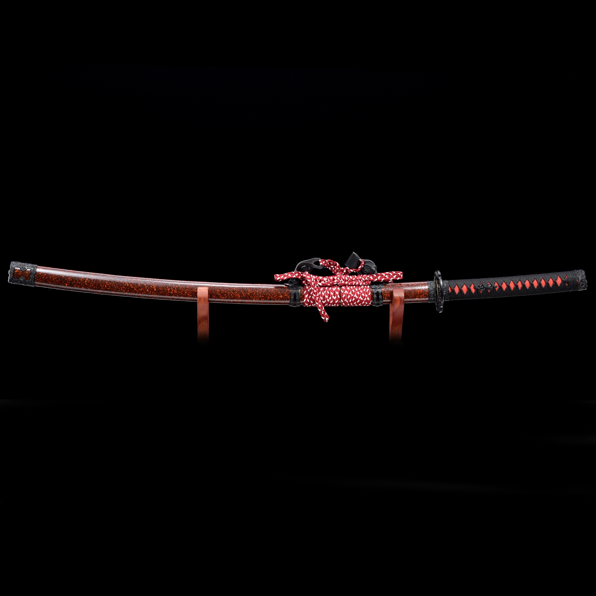 Black And Red Katana, Japanese Samurai Sword High Manganese Steel With ...