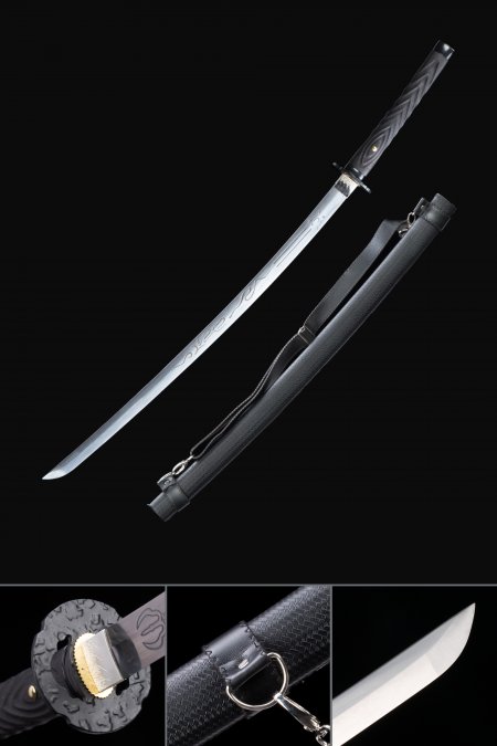 Espada Samurái Nihonto Japonesa Real Hecha A Mano Con Correa Negra