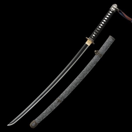 Handmade Full Tang Katana Sword Spring Steel With Black Blade
