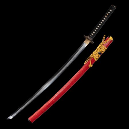 Handmade Japanese Katana Sword T10 Carbon Steel With Red Saya