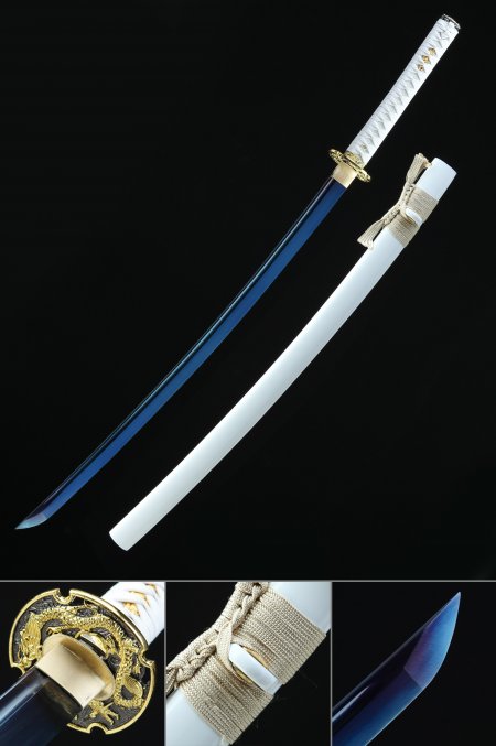 Blue Blade Katana, Handmade Japanese Katana Sword 1045 Carbon Steel With Blue Blade