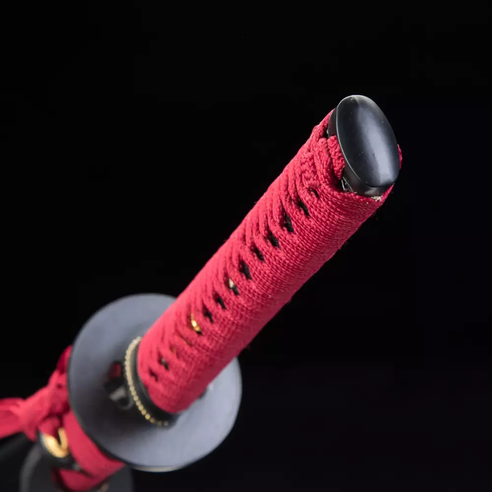 Red Handle Katana | 1060 Carbon Steel Katana with Red Ito, Black