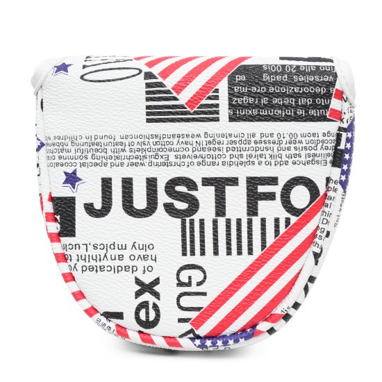 Vintage Newspaper Style Semi-circle Mallet Putter Cover With Magnetic Closure