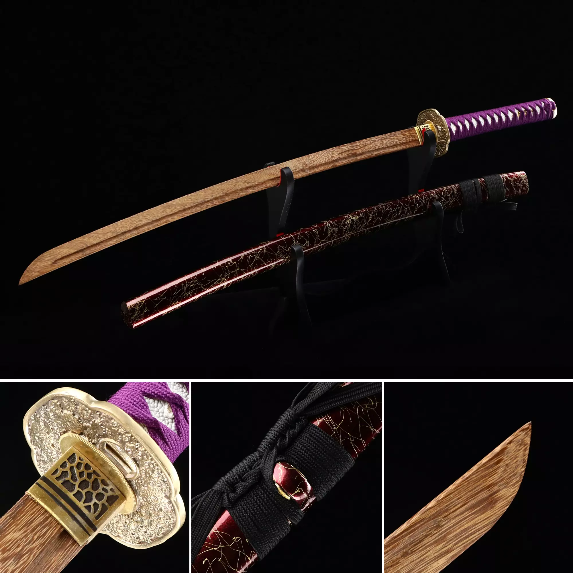 Wooden Katana | Handmade Japanese Wooden Unsharp Katana With Brown ...