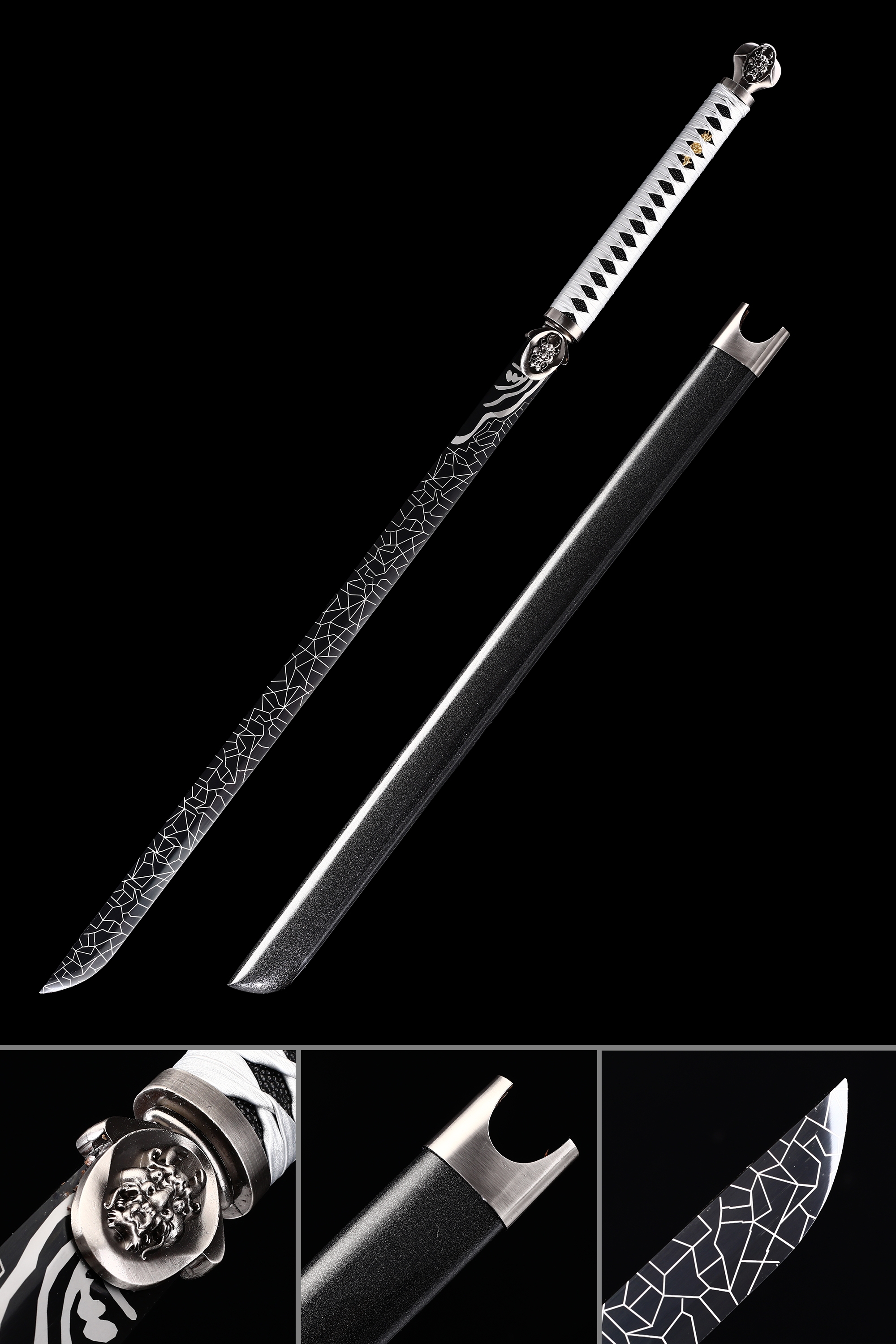 Handmade Japanese Ninjato Swords With Black Blade And Scabbard