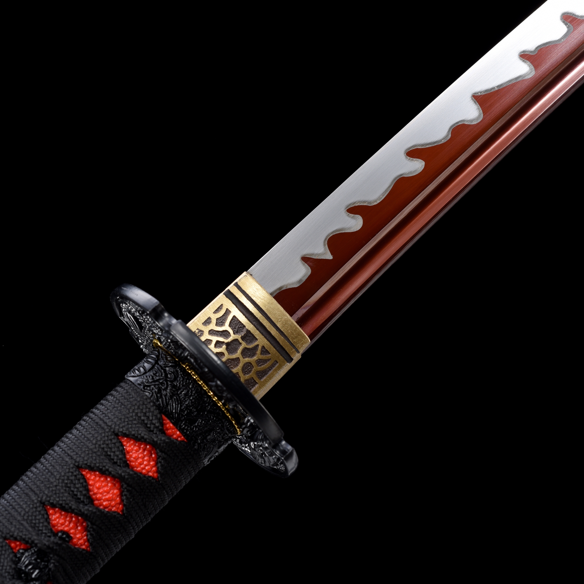 Handmade High Manganese Steel Red Blade And Dragon Tsuba Japanese