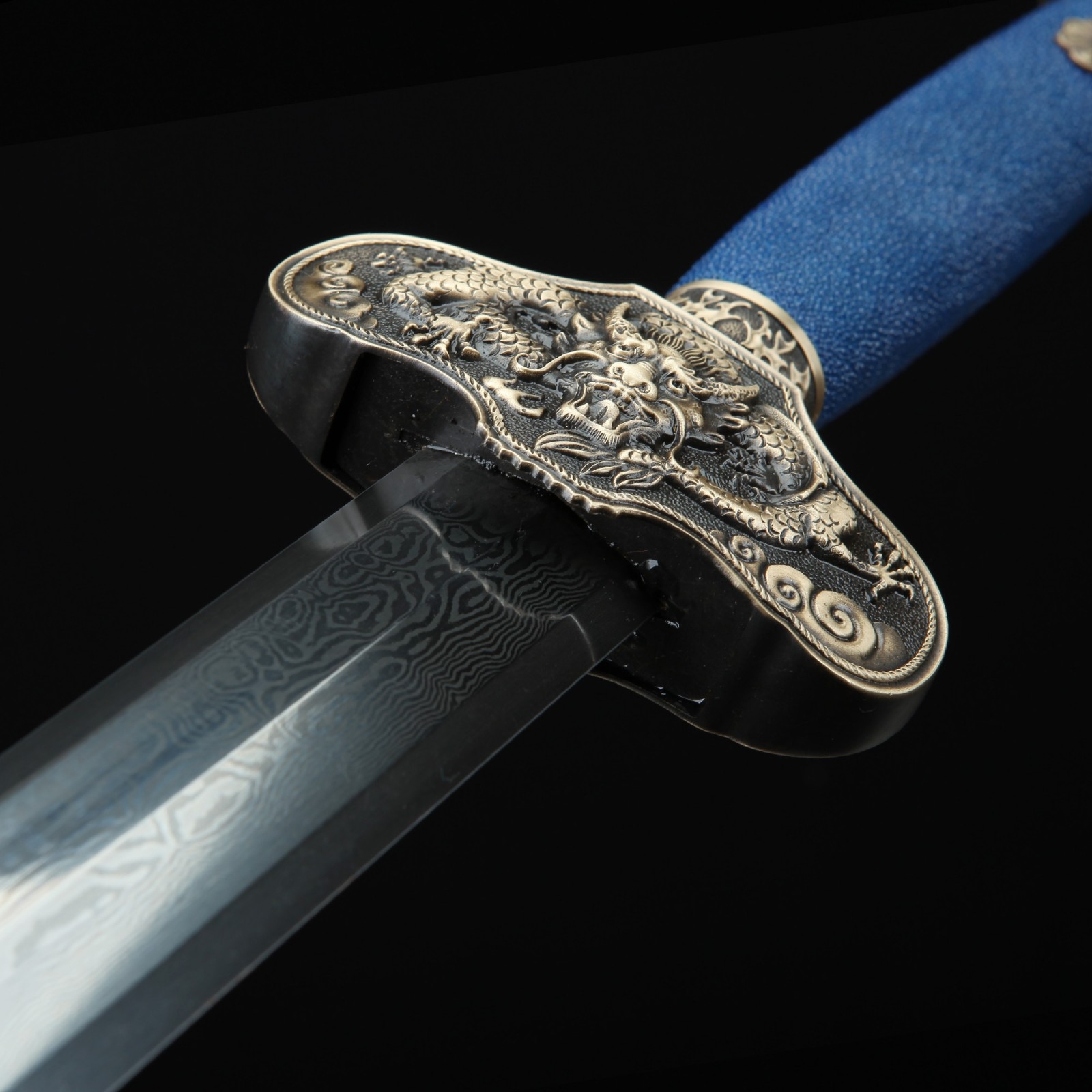 Qing Dynasty Sword | Handmade Blue Rayskin Chinese Dragon Theme ...