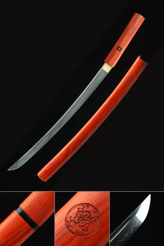Handmade Shirasaya Wakizashi Swords Without Tsuba With Rosewood Scabbard