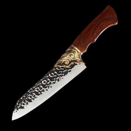 Mahogany Handle Kitchen Knife With Full Tang Stainless Steel Blade