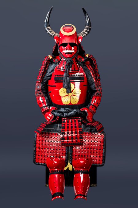 Handmade Red Sanada Nobuyuki Clan Japanese Samurai Armor, Life Size Yoroi