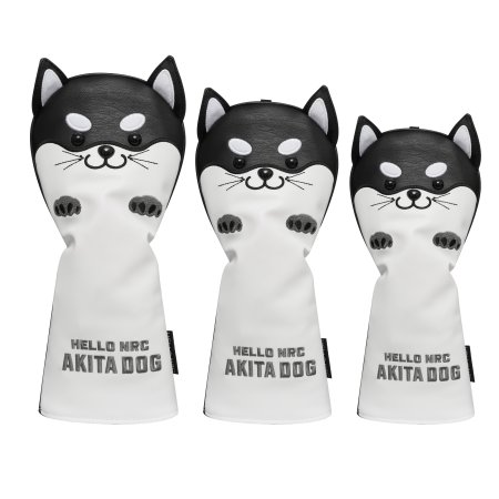 Akita Dog Golf Wood Headcovers Set - Black