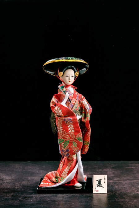 Japanese Geisha Oriental Doll With Red Kimono