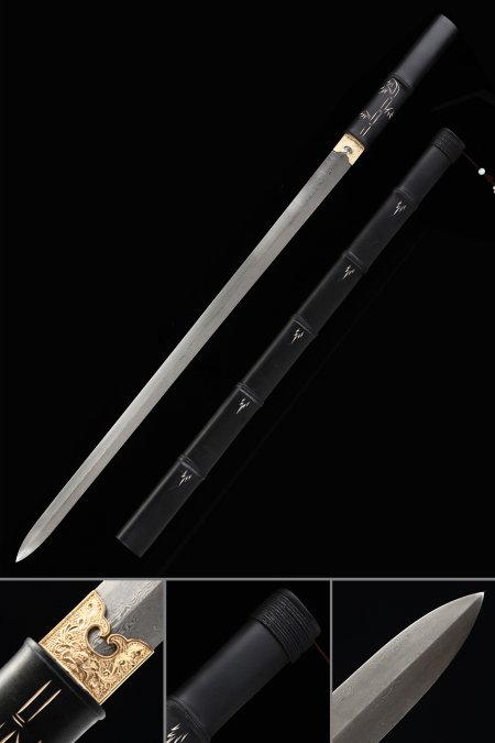 Shirasaya Sword, Chinese Straight Double Edged Sword Pattern Steel No Guard