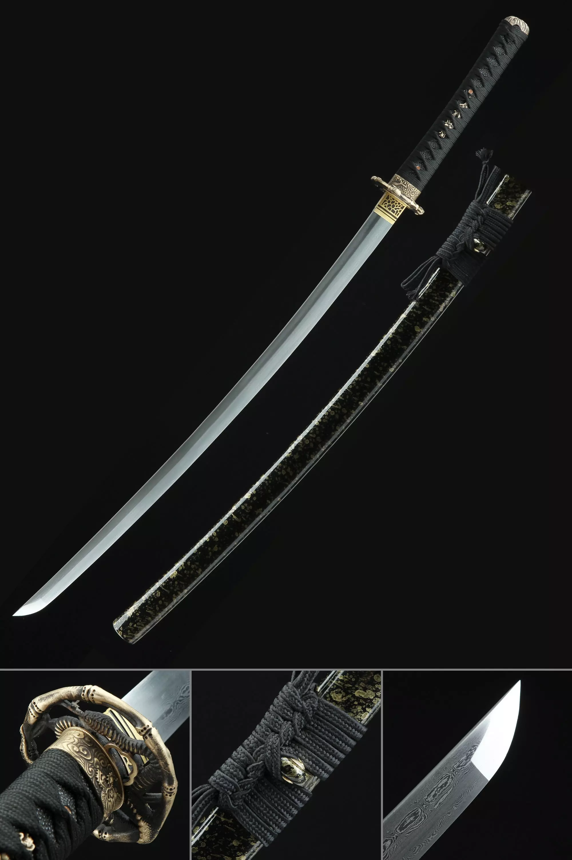 Katana | Handmade Japanese Samurai Sword Pattern Steel With Snake Tsuba ...