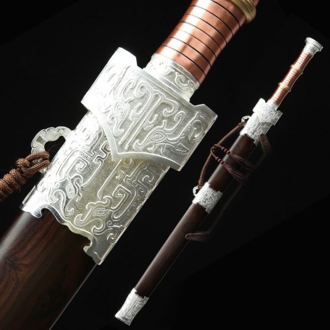 High-performance 1000 Layer Folded Steel Real Hamon Chinese Han Dynasty Sword With Ebony Scabbard