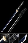 Handmade High Manganese Steel Blue Blade Real Japanese Ninjato Ninja Sword With Black Scabbard