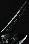 Handmade Spring Steel Real Japanese Katana Samurai Sword With Black Scabbard