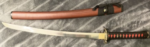 Handmade Wakizashi Sword High Manganese Steel With Rosewood Scabbard