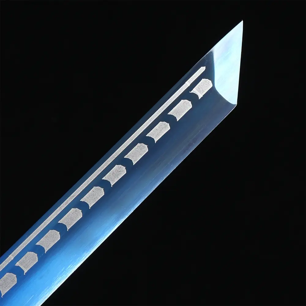 1060 Carbon Steel Ninjato with Blue Blade - Dragon-themed Silver