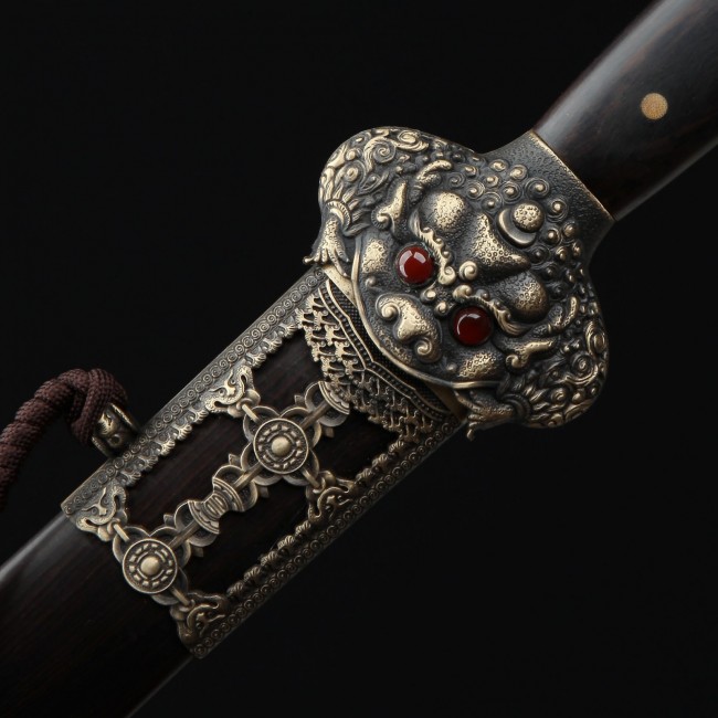 Song Dynasty Sword  Handmade Retro Black Sandalwood Damascus Steel Chinese  Ming Dynasty King Swords - TrueKatana