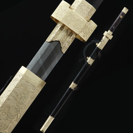 High-performance Pattern Steel Sharpening Chinese Han Dynasty Sword With Ebony Scabbard