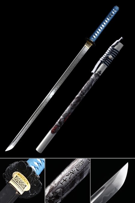 Handmade T10 Carbon Steel Full Tang Real Hamon Japanese Ninjato Ninja Swords With White Scabbard