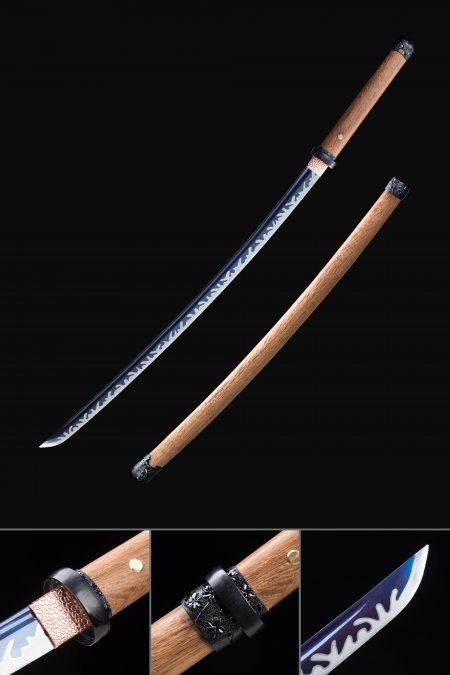 Acier Au Manganèse Japonais Moderne Fait Main D'épée De Katana Avec La Lame Bleue