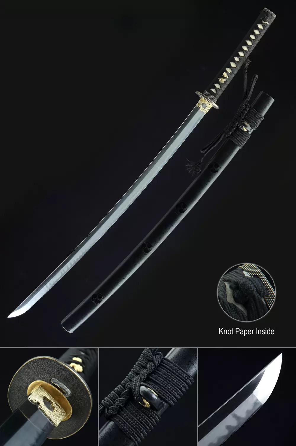 Full Tang Katana Clay Tempered T10 Steel Japanese Samurai Sword Battle Ready 