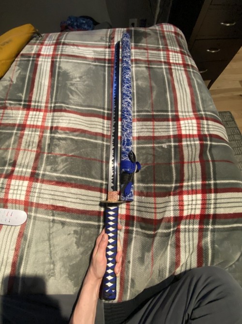 Handmade Japanese Ninjato Ninja Sword With Blue Scabbard And Handle