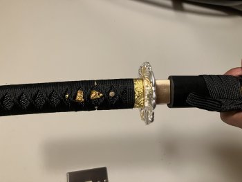 Handmade Japanese Katana Sword With Black Scabbard