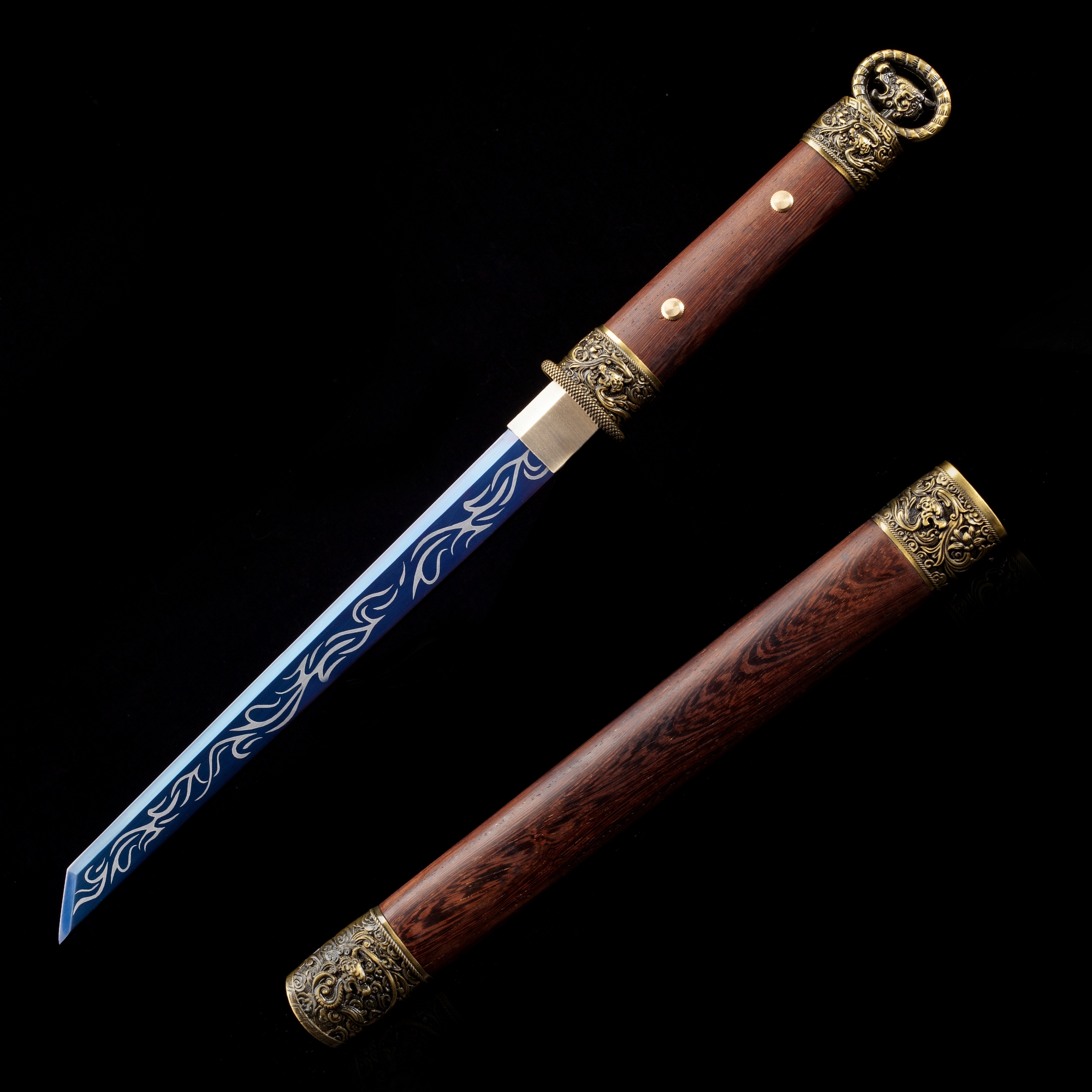 Handmade High Manganese Steel Blue Blade Real Japanese Hamidashi Tanto 