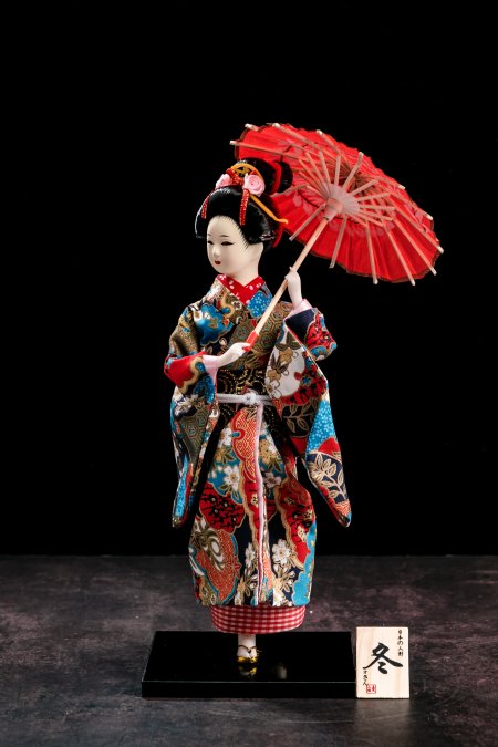 Antique Japanese Geisha Doll With Umbrella