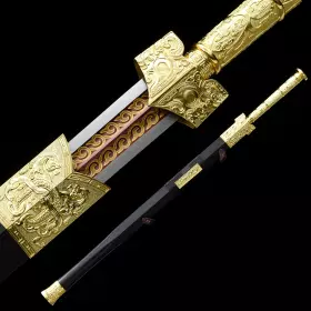 Song Dynasty Sword  Handmade Retro Black Sandalwood Damascus Steel Chinese  Ming Dynasty King Swords - TrueKatana