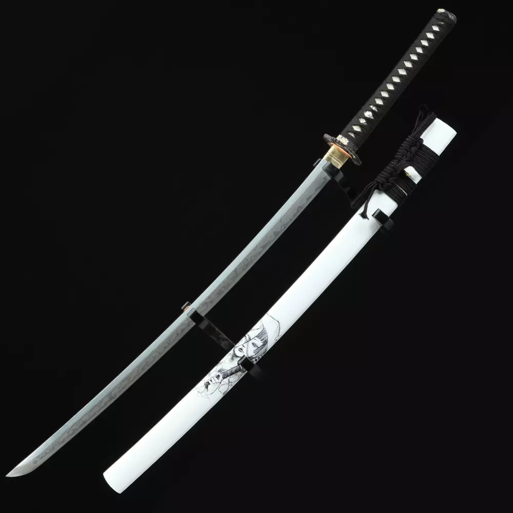 High Performance T10 Carbon Steel Real Hamon Japanese Katana Samurai Sword With White Scabbard Realkatana