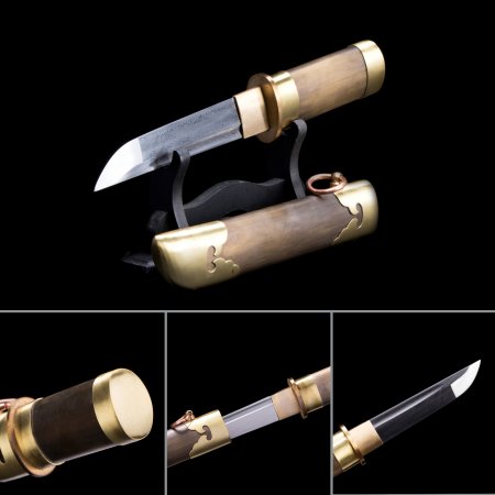 Handmade Pattern Steel Real Japanese Short Sword Japanese Hamidashi Pocket Tanto Knife