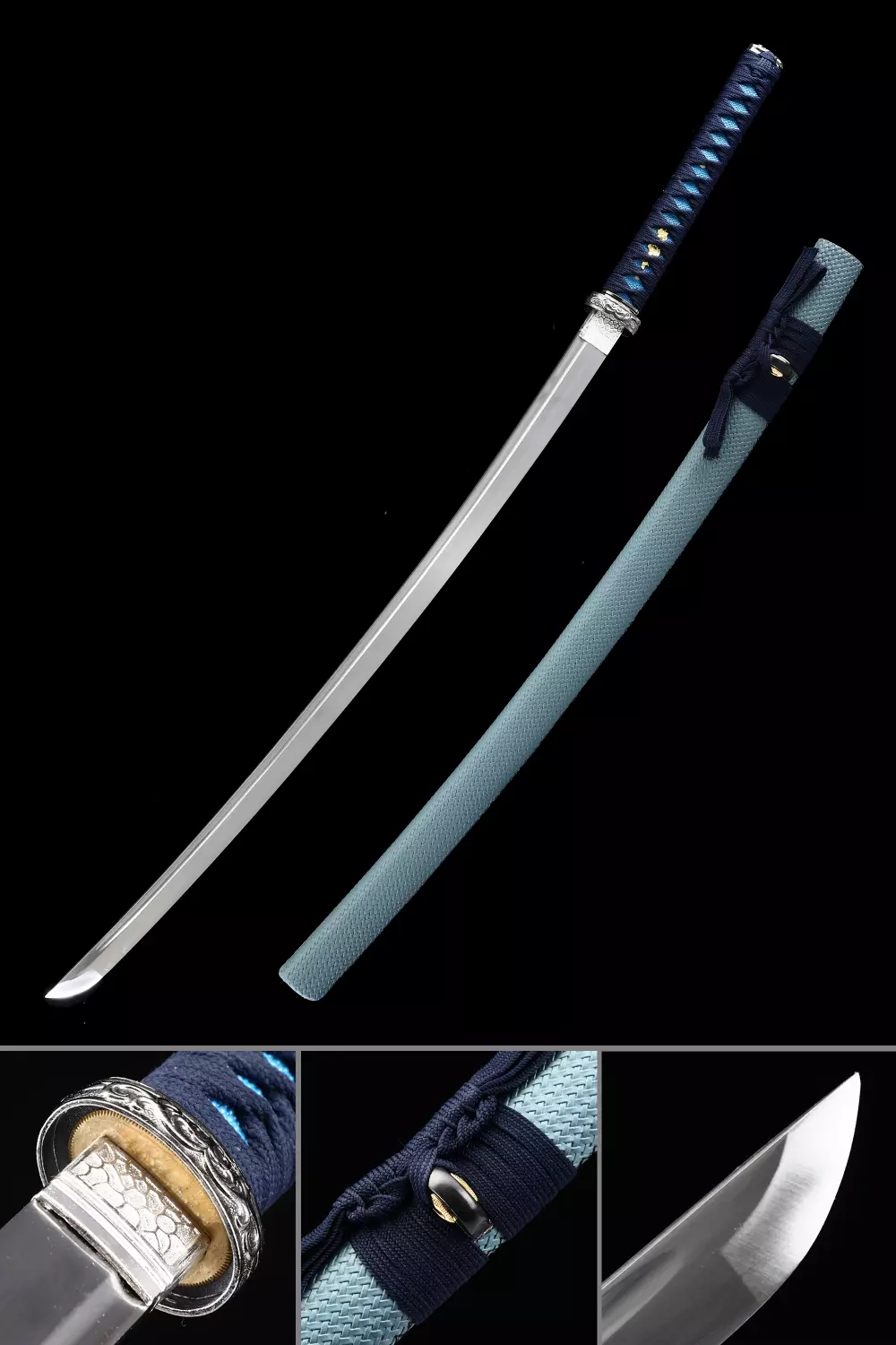 Blue Handle Katana | Manganese Steel Katana with Teal Lacquer Saya