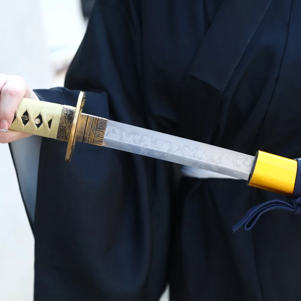 Yellow Katana | T10 Carbon Steel Katana with Gold Dragon Saya